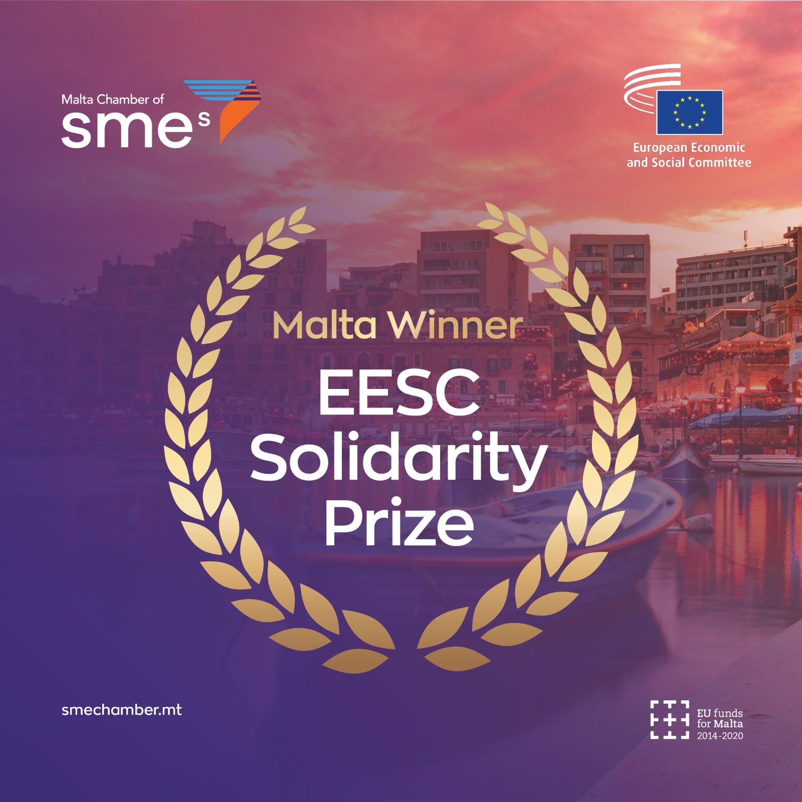 The Malta Chamber of SMEs wins the EU’s Civil Solidarity Prize